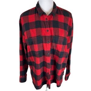 Madewell Buffalo Plaid Flannel Button Down Shirt Oversized Fit - Large